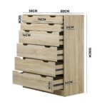 Oikiture 6 Chest of Drawers Tallboy Wooden - Image 4