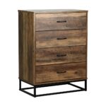 Oikiture 4 Chest of Drawers Tallboy Cabinet Storage Dresser Industrial Furniture