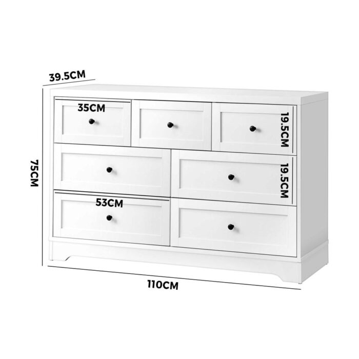 Oikiture Chest of Drawers 7 Drawers Tallboy Cabinet Home Furniture - Image 6