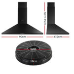 Comfee Rangehood 900mm Home Kitchen Wall Mount Canopy With 2 PCS Filter Replacement - Image 2