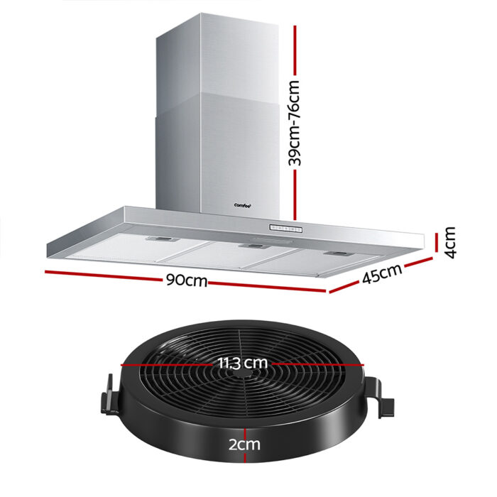 Comfee Rangehood 600mm Stainless Steel Kitchen Canopy With 2 PCS Filter Replacement - Image 2
