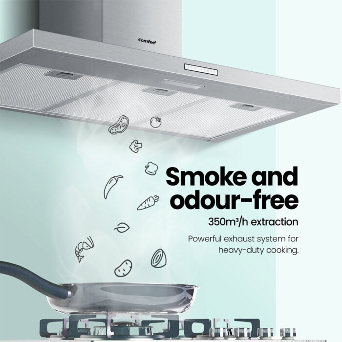 Comfee Rangehood 900mm Stainless Steel Kitchen Canopy With 2 PCS Filter Replacement - Image 4