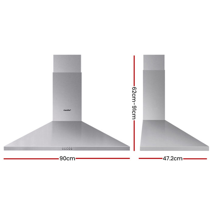 Comfee Rangehood 900mm Range Hood Stainless Steel Home Kitchen Canopy Vent 90cm - Image 2