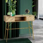 Oikiture Rattan Hall Console Table Hallway Side Desk Entry Display Furniture - Image 5