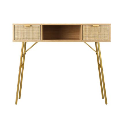 Oikiture Rattan Hall Console Table Hallway Side Desk Entry Display Furniture