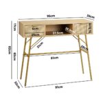 Oikiture Rattan Hall Console Table Hallway Side Desk Entry Display Furniture - Image 6