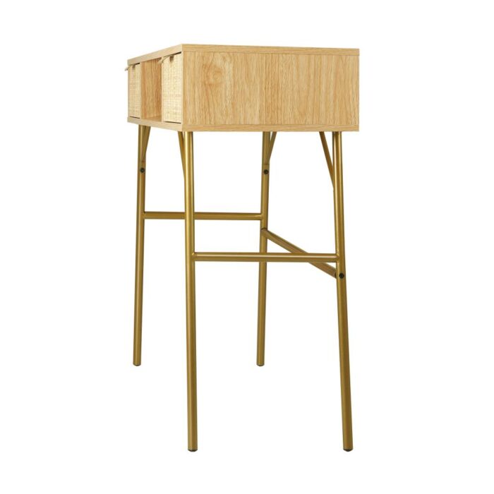 Oikiture Rattan Hall Console Table Hallway Side Desk Entry Display Furniture - Image 3