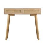 Oikiture Rattan Console Table Hall Table Dressing Desk Hallway Display Furniture