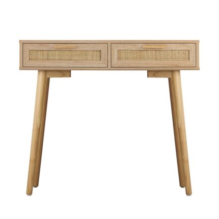 Oikiture Rattan Console Table Hall Table Dressing Desk Hallway Display Furniture