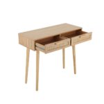 Oikiture Rattan Console Table Hall Table Dressing Desk Hallway Display Furniture - Image 2