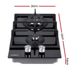 Devanti Gas Cooktop 30cm 2 Burner Black - Image 2