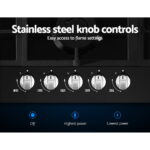 Devanti Gas Cooktop 90cm 5 Burner Black - Image 4