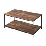 Oikiture Coffee Table Storage Rack 2-Tier Black&Walnut - Image 5