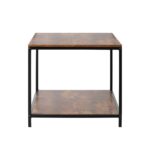 Oikiture Coffee Table Storage Rack 2-Tier Black&Walnut - Image 2