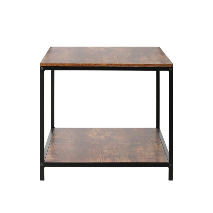 Oikiture Coffee Table Storage Rack 2-Tier Black&Walnut - Image 2