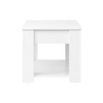 Oikiture Coffee Table with Lift Up Top Storage Space Wooden White - Image 5