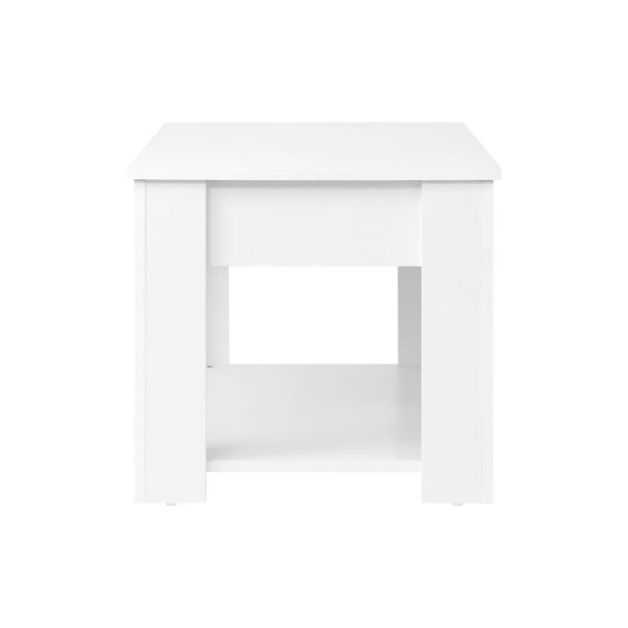 Oikiture Coffee Table with Lift Up Top Storage Space Wooden White - Image 5