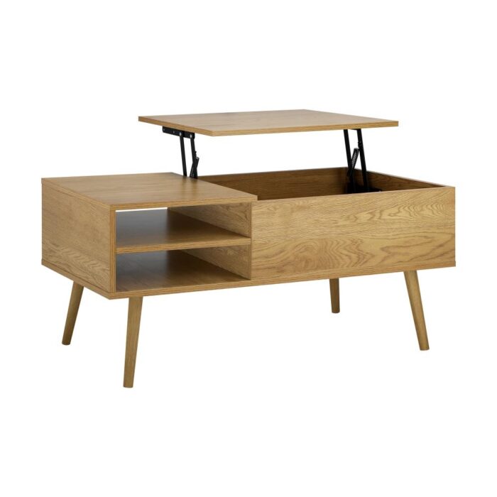 Oikiture Coffee Table Lift Up Top Modern Tables Hidden Book Storage Shelf Wood - Image 6