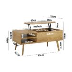 Oikiture Coffee Table Lift Up Top Modern Tables Hidden Book Storage Shelf Wood - Image 5