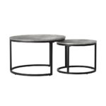 Oikiture Nesting Coffee Table Round Marble Grey & Black - Image 3