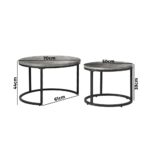 Oikiture Nesting Coffee Table Round Marble Grey & Black - Image 6