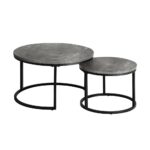 Oikiture Nesting Coffee Table Round Marble Grey & Black - Image 2