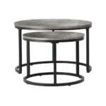 Oikiture Nesting Coffee Table Round Marble Grey & Black - Image 4