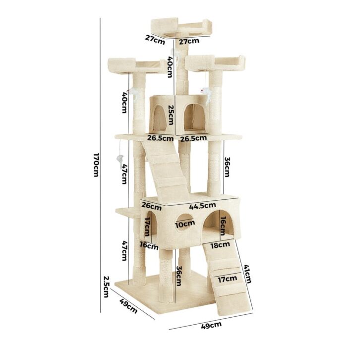 1.7M Cat Trees Scratching Post Scratcher Tower Condo House Furniture Multi Level - Image 3