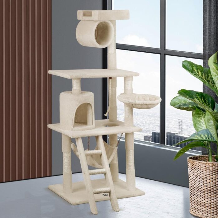 Cat Trees Scratching Post Scratcher Tower Condo House Furniture Kitty Bed 140cm - Image 6