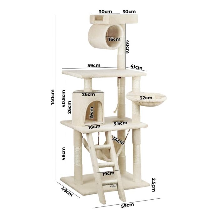 Cat Trees Scratching Post Scratcher Tower Condo House Furniture Kitty Bed 140cm - Image 2
