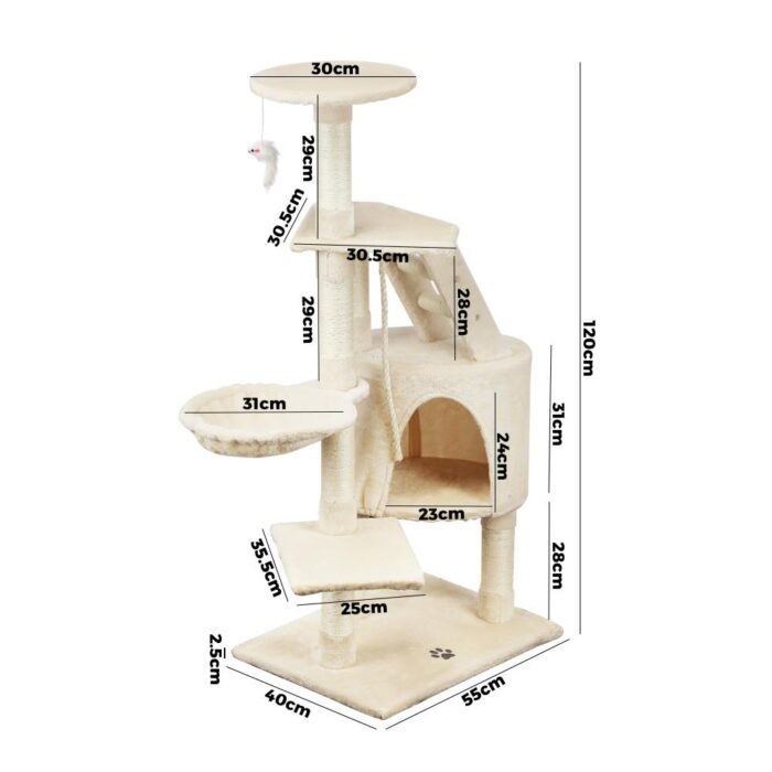 1.2M Cat Trees Scratching Post Scratcher Furniture Kitty Condo Tower House Trees - Image 3