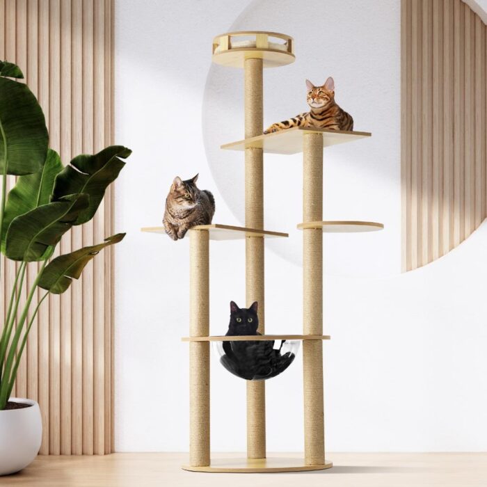 Alopet Cat Tree Scratching Post Scratcher Cats Tower Wood Condo Toys House 148cm - Image 3