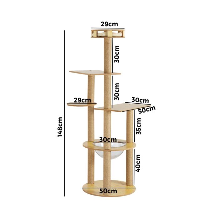 Alopet Cat Tree Scratching Post Scratcher Cats Tower Wood Condo Toys House 148cm - Image 5