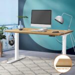 Oikiture Standing Desk Board with Drilled Hole Oak 120x60cm - Image 2