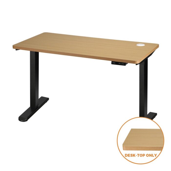 Oikiture Standing Desk Board with Drilled Hole Oak 120x60cm - Image 5