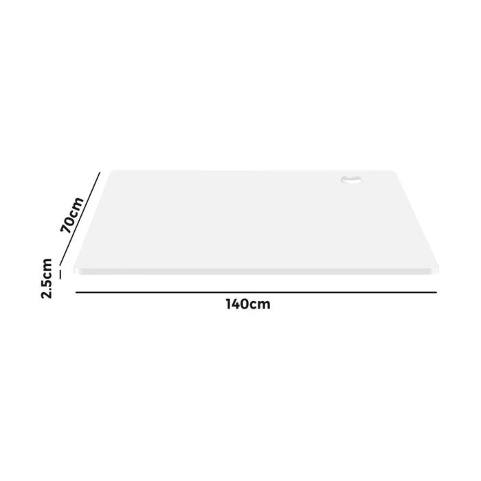 Oikiture Standing Desk Top with Drilled Hole White 140x70cm - Image 5