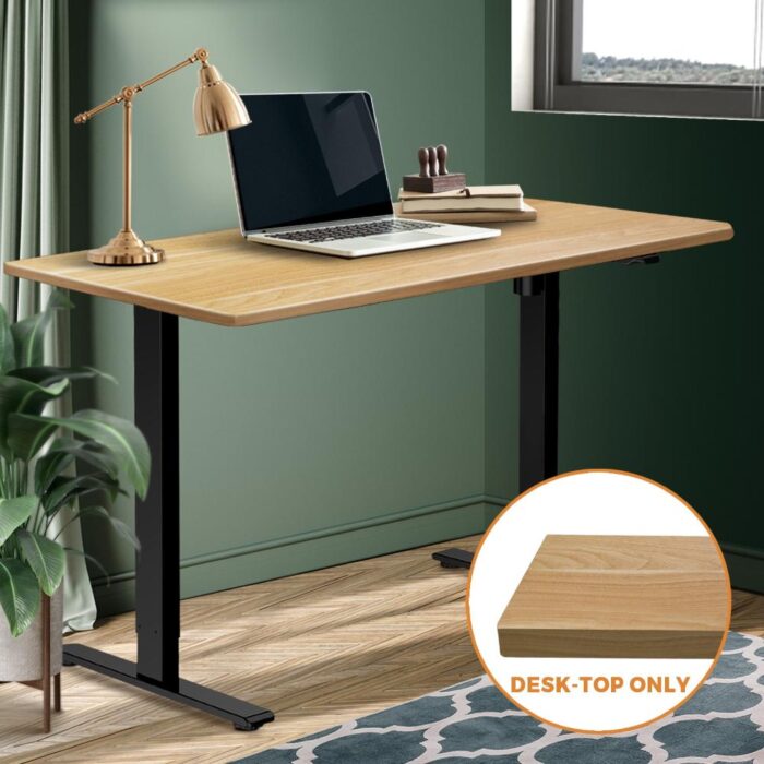 Oikiture Standing Desk Table Top Only For Office Computer Desk Oak 140cm - Image 3