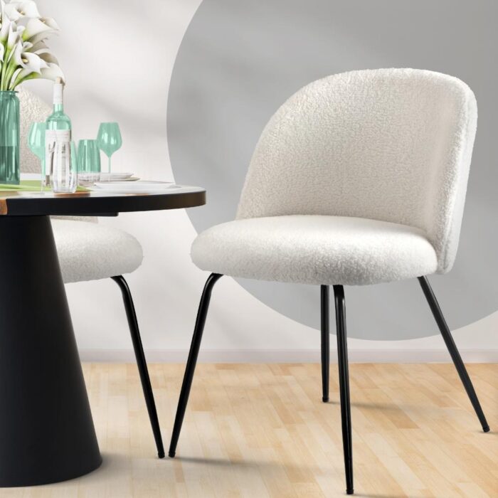 Oikiture Dining Chairs Accent Chair Armchair Kitchen Upholstered Exclusive White - Image 4