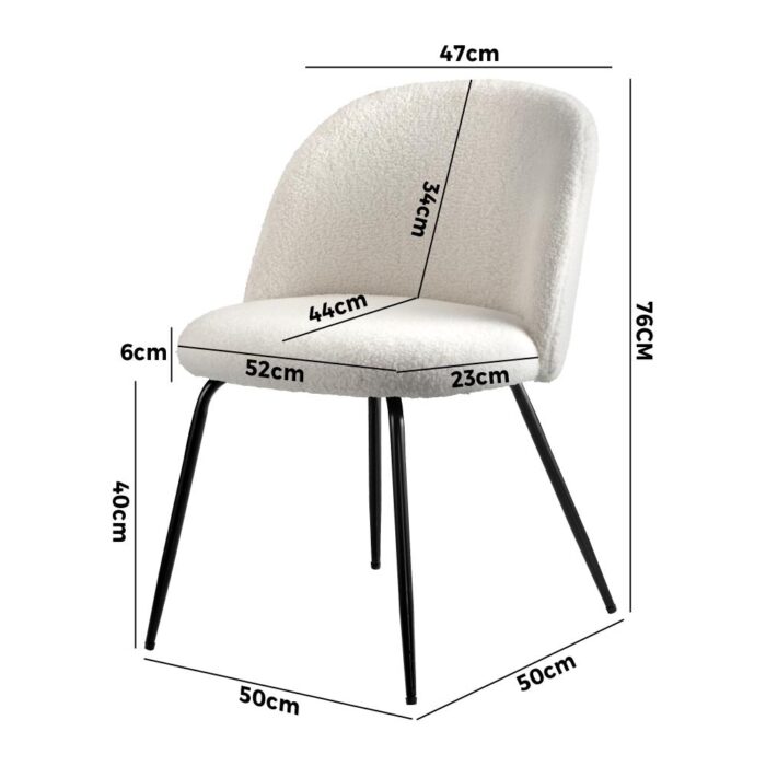 Oikiture Dining Chairs Accent Chair Armchair Kitchen Upholstered Exclusive White - Image 3