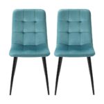 Oikiture Dining Chairs Kitchen Chair Velvet Fabric Padded Seat Cafe Set of 2