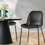 Oikiture Dining Chairs Kitchen Chair Exclusive Lounge Room Metal Plastic Blackx2 - Image 5
