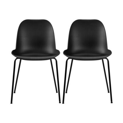 Oikiture Dining Chairs Kitchen Chair Exclusive Lounge Room Metal Plastic Blackx2