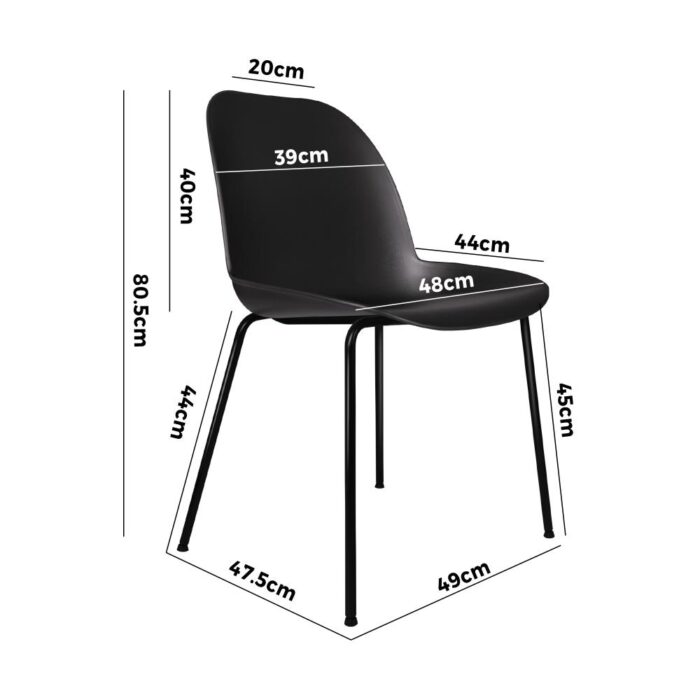 Oikiture Dining Chairs Kitchen Chair Exclusive Lounge Room Metal Plastic Blackx2 - Image 4