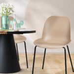 Oikiture Dining Chairs Kitchen Chair Exclusive Lounge Room Metal Plastic Brownx2 - Image 4