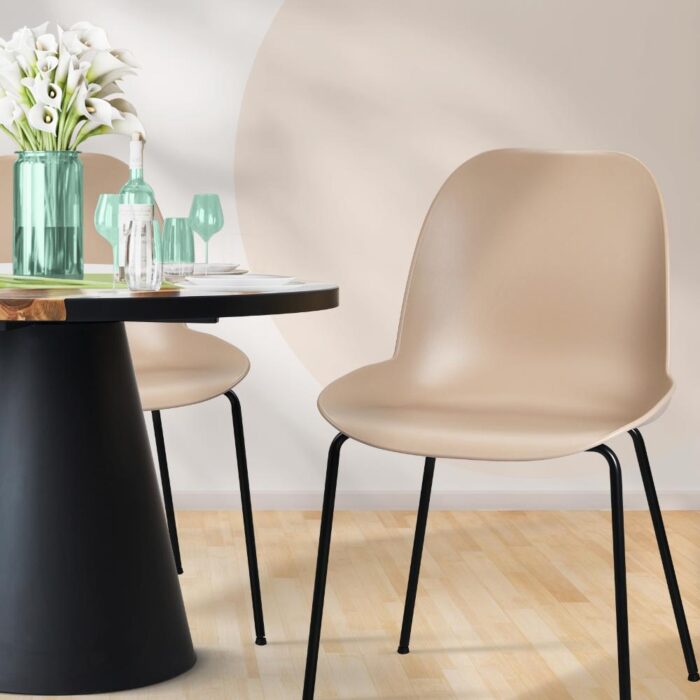 Oikiture Dining Chairs Kitchen Chair Exclusive Lounge Room Metal Plastic Brownx2 - Image 4