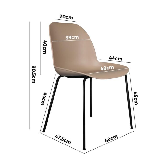 Oikiture Dining Chairs Kitchen Chair Exclusive Lounge Room Metal Plastic Brownx2 - Image 2