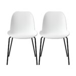Oikiture Dining Chairs Kitchen Chair Exclusive Lounge Room Metal Plastic Whitex2