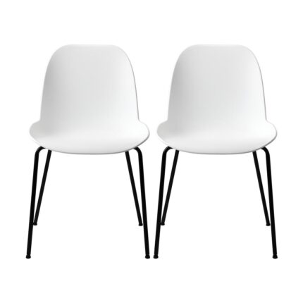 Oikiture Dining Chairs Kitchen Chair Exclusive Lounge Room Metal Plastic Whitex2
