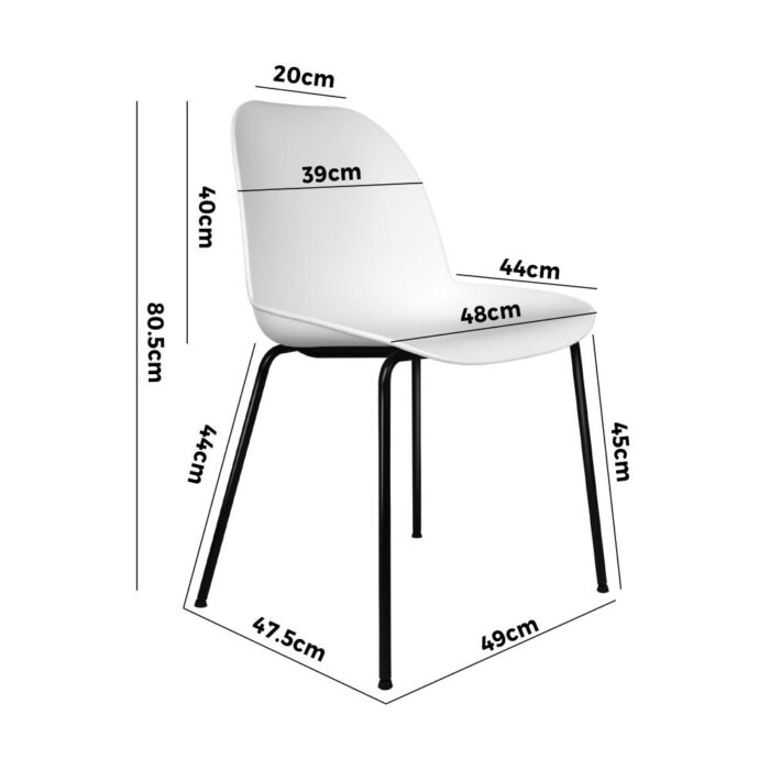 Oikiture Dining Chairs Kitchen Chair Exclusive Lounge Room Metal Plastic Whitex2 - Image 3