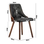Oikiture Wooden Dining Chairs Padded Seat x2 Black - Image 3